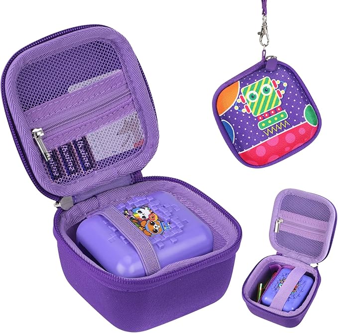 Hard Carrying Case and Silicone Cover for Bitzee Interactive Toy Digital Pet,Protective Case for Bitzee Virtual Electronic Pets Kids, Accessories for Bitzee Interactive Toy Digital Pet, Purple