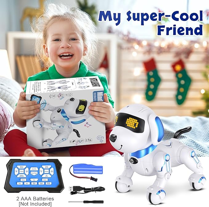 Robot Dog Remote Control Robot Toys with Sing Dance, Easter Toy Kids Toy, 17 Functions E Interactive Dog for 6+, Programmable Smart Interactive Robotic Pets
