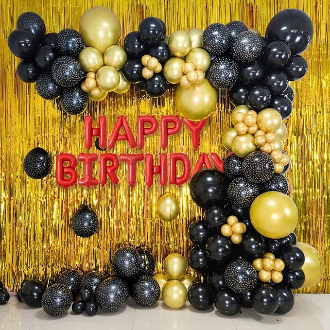 100pcs Black and Gold Balloons 12 Inch Metallic Gold and Black latex Party Balloons for Birthday Retirement Graduation New Year's Eve Party Decorations