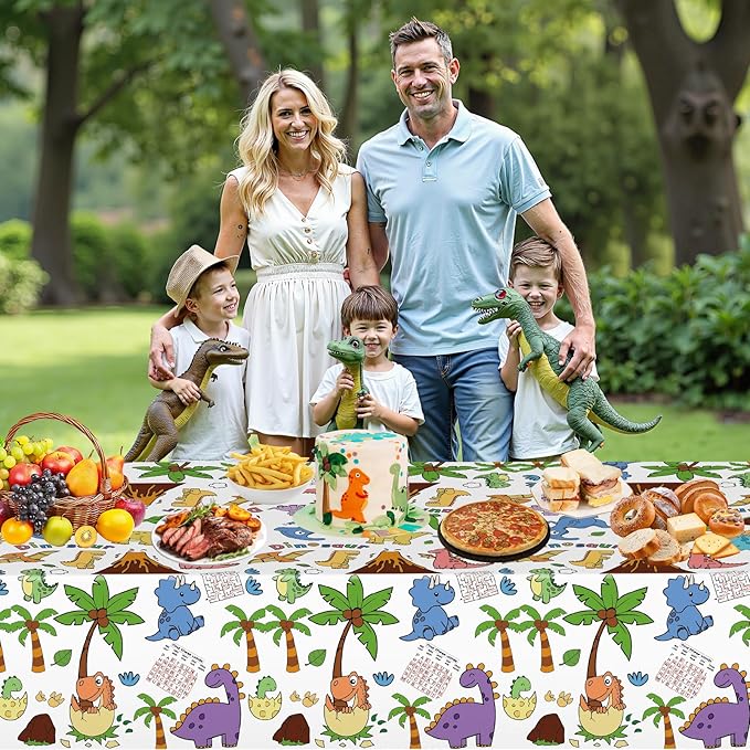 Dinosaur Coloring Tablecloth for Kids - Giant Dino Paper Activity Table Cover, Jumbo Animal Dino World Coloring Games Poster Crafts for Dinosaur Birthday Decorations Party Favors, 54x108 Inch