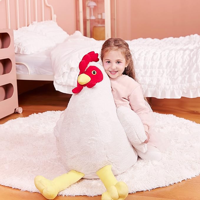 IKASA Giant Chicken Stuffed Animal Plush Toy,23" Large Hen Henny Cute Jumbo Soft Toys,Huge Big Size Fluffy Plushy Fat Plushie,Gifts for Kids