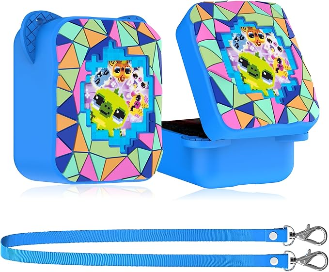 Silicone Case for Bitzee Magicals Interactive Toy, Protective Sleeve 2 in 1 Cover + Lanyard for Bitzee Magicals Interactive Toy Electronic Pets Accessories - Blue