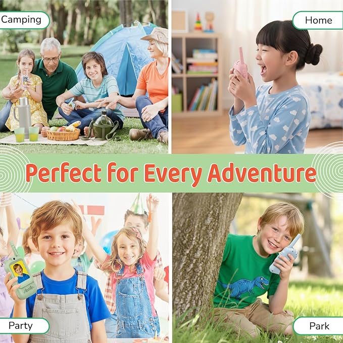 LEENK Kids Video Walkie Talkies 2 Pack – Rechargeable Video Intercom Handheld, Indoor & Outdoor Range, Easy Use for Ages 3-12, Eco ABS, Clear Voice & Long Distance Communication (Blue & Green)