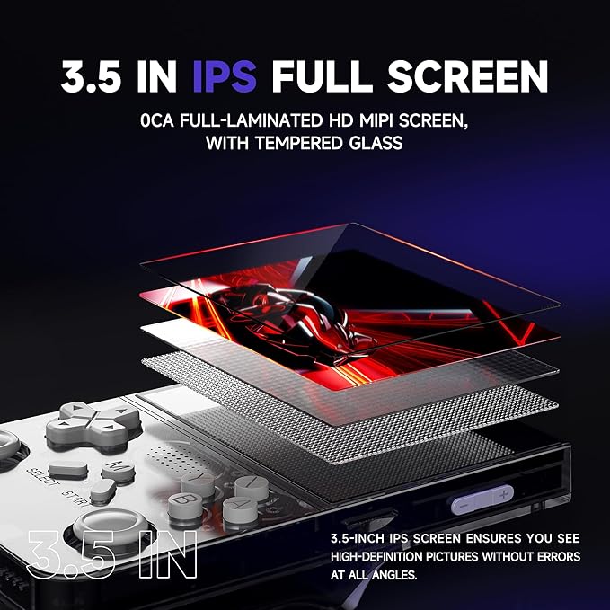 R40 Retro Handheld Game Console - Open Source System,3.5" IPS Screen, 18,000+ Classic Games, 128G TF Card, 3000mAh Battery, Portable Gaming Player for Travel, Retro Gaming Console, Black