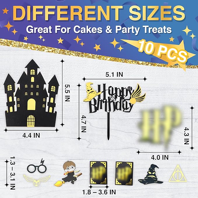 Cake Topper Decorations for Little Magicians - Sparkling Birthday Cake Toppers, Easy Installation & Adjustment, Bend & Fade Resistant Materials - Magical Birthday Decorations for Boys & Girls