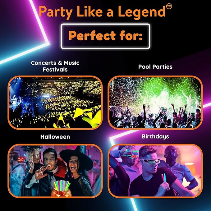Glow Fever 209pcs Glow Sticks Bulk Party Pack includes 100 8" Glow Sticks and 109 Accessories, with bonus connectors for glow sphere and eye glasses, for Party Festivals Rave Halloween