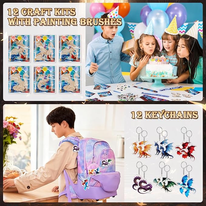 Vanblue 122Pcs Dragon Party Favors Dragon Birthday Party Decorations Goodie Bags Stuffers Fillers Gift Bags for Birthday, Themed Party Supplies Classroom Rewards Gifts for Boy Girls