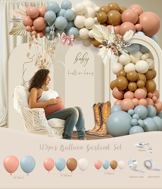 Boots or Bows Gender Reveal Decorations, 206pcs Boy or Girl What Will Baby Be Gender Reveal Party Supplies，Western Themed Cowboy or Cowgirl He or She Baby Shower Decoration