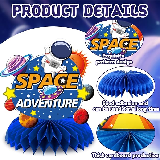 10 Pcs Space Party Decorations,Double Sided Space Centerpieces Space Party Favors for Birthday Home Outside Space Planet Themed Supplies