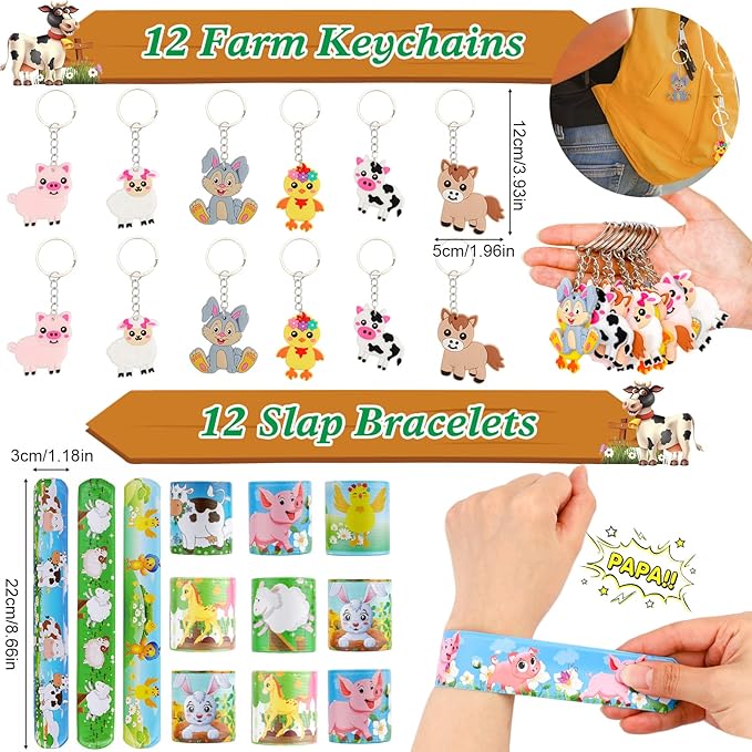 Farm Party Favors, 134 PCS Farm Animal Party Favors, Farm Party Decorations Barnyard Birthday Party Supplies, Return Gifts for Kids Birthday, Goody Bag Stuffers