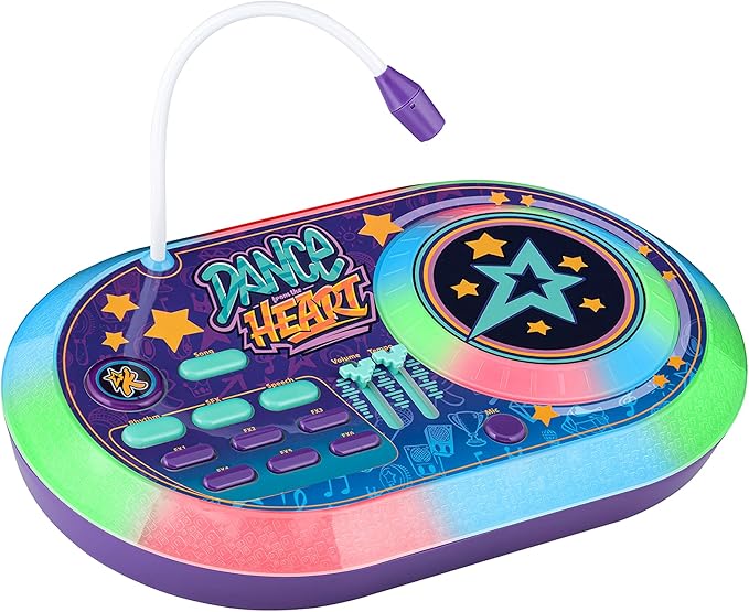 eKids Karmas World DJ Party Mixer Turntable Toy with Built in Microphone for Kids, for Fans of Karmas World Toys for Girls