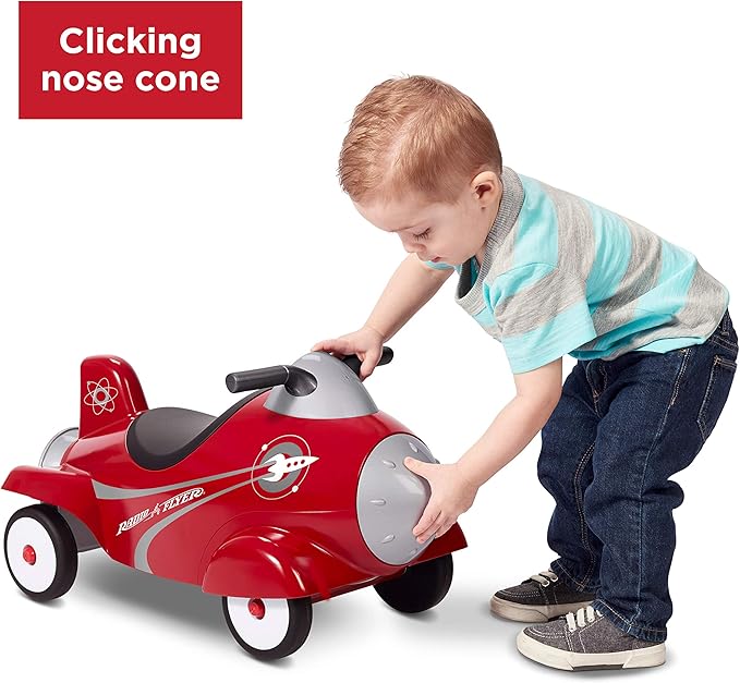 Radio Flyer Retro Rocket, for Toddlers 1-3, 3-in-1 Push Walker Ride On Rocket with Sensory Activities, Under-Seat Storage, Lights and Sounds, 42 lb Capacity, Toddler Ride On Toys