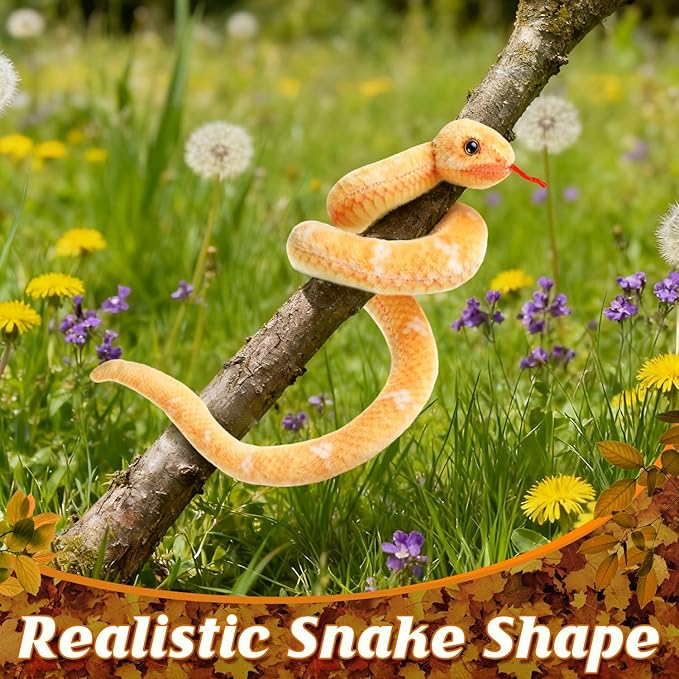 Snake Plush, Stuffed Snake Animal, 27 in Small Toy Snakes for Kids, Giant Stuffed Animals Snake, Lifelike Plush Snake for Birthday Present Party Prank Prop (Yellow)