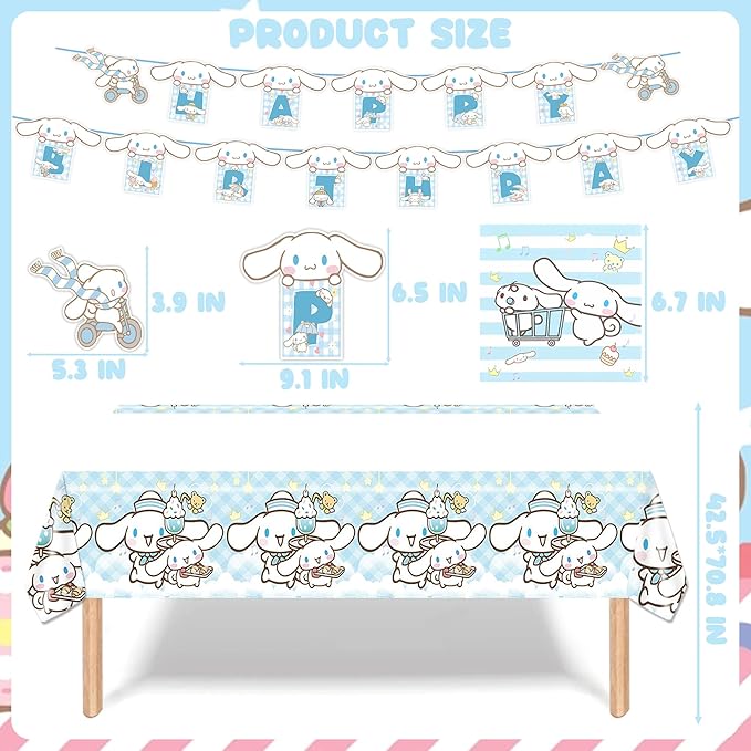 Cartoon Theme Birthday Party Decorations Supplies, Cartoon Party Tableware Include Birthday Banner, Tablecover, 10Pcs 9" Plates, 10Pcs 7" Plates, 20 PCS Napkins