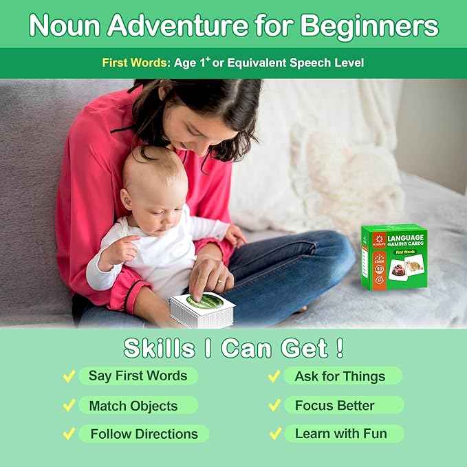 50 First Words Flash Cards for Baby with Fun Videos| Extra Thick Picture Cards for Speech Therapy Noun Cards for Kids Speech Delays| Aba Therapy, Autism Learning Materials