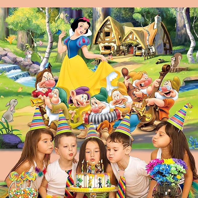 Princess Backdrop,7x5 FT Princess Banner Princess Background Princess Theme Birthday Party Backdrop Supplies & Decor for Girls