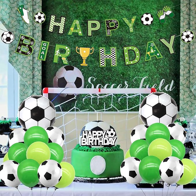 Soccer Birthday Party Decorations Soccer Balloons Banner For Men’s Boy’s Birthday Party Sports Theme Party Football Theme Party Supplies