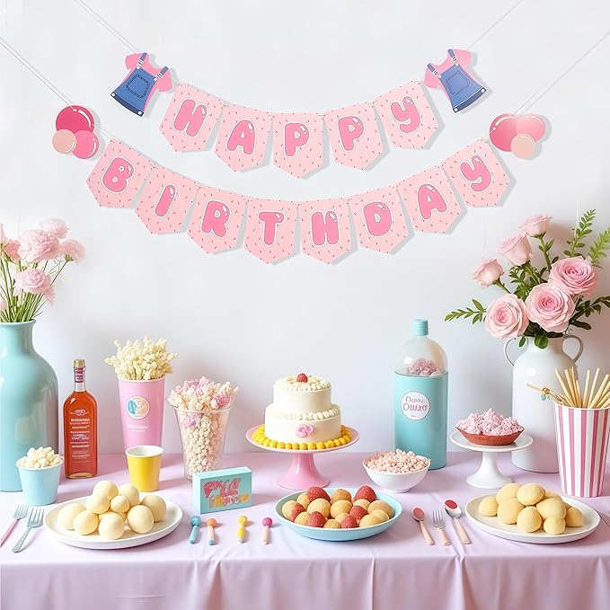 Cute Birthday Party Decorations with Cartoon Hanging Swirls for Kindergarten School 1st 2nd Girl Boy Birthday Party Decor Supplies