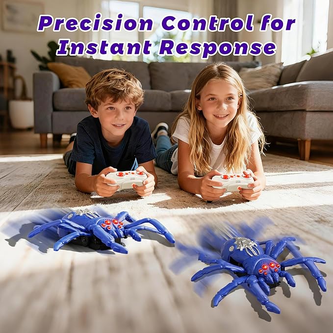 Wall Climbing Remote Control Spider, Rechargeable RC Wall Crawler Tarantula Robot with High Speed & 360° Rotation, Funny Prank Toys Gifts for Boys & Girls Age 3+ (Purple)