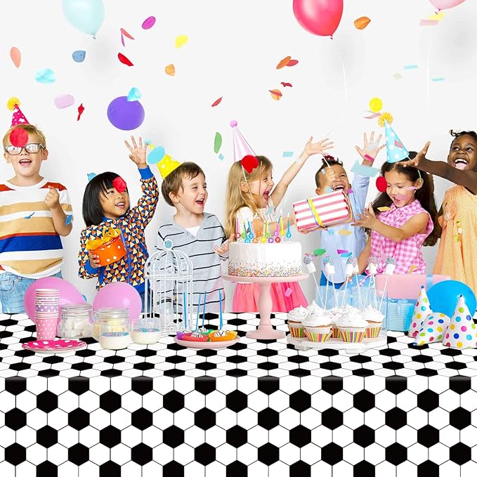 WNINK 6 Pack Soccer Party Tablecloths Soccer Theme Disposable Plastic Table Cloth Soccer Sports Party Table Covers for Soccer Theme Birthday, Outdoor Picnic Party Supplies Decor, 54 x 108 Inch