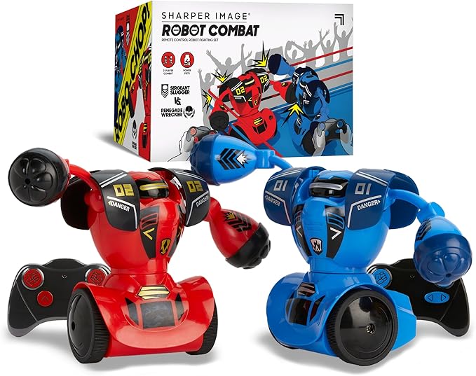 Sharper Image Robot Combat Set, Game Night RC 2-Player Remote Control Battle Robots, Kids Toys with LED Lights & Sound Effects, Wireless Infrared Technology, Fun Electronic Fighting Games