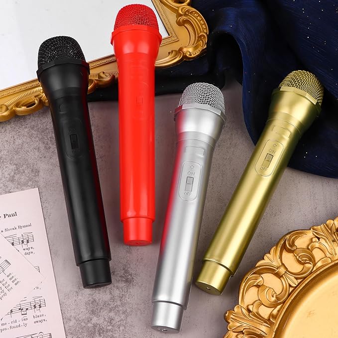 12 Pcs Microphone Prop Play Plastic Toy Microphone Fake Microphones Prop Simulate Speech Practice Plastic Realistic Micro-phone Fake Micro-phone Stage for Boys Girls Costume Music Party Favors