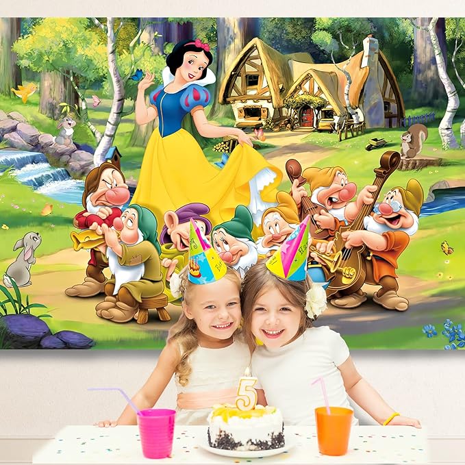 Princess Backdrop,7x5 FT Princess Banner Princess Background Princess Theme Birthday Party Backdrop Supplies & Decor for Girls