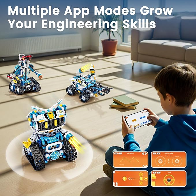 5 in 1 STEM Robotics Kit for Kids 8-12, APP & Remote Control Robot Building Kit, Science Project Kit & STEM Toys for Ages 8-13, Gifts for 8 Year Old Boys Girls