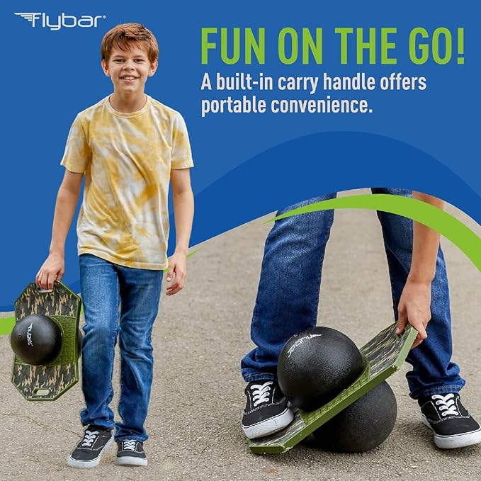 Flybar Pogo Trick Ball for Kids – Balance Bounce Board with Anti-Slip Deck – Pump Included - Indoor & Outdoor Toys for Boys and Girls Fun Way to Reduce Screen Time Supports up to 160 lbs – Ages 6+