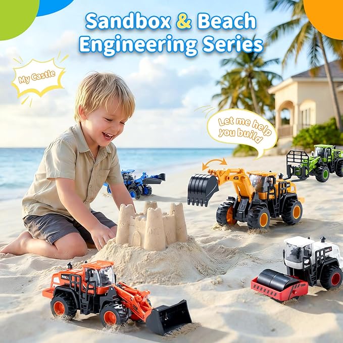 Construction Truck Toys for Toddlers: Push Go Truck Sandbox Excavator Toy Trucks Vehicles Snow Plow Toy Truck Bulldozer Road Roller Birthday Gift for 3 4 5 6 Years Old