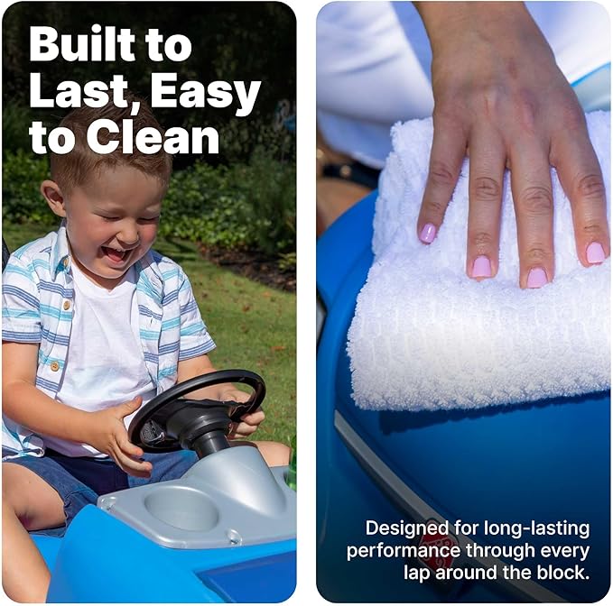 Step2 Whisper Ride II Kids Push Car, Ride-On Car with Seat Belt and Horn, Toddlers and Preschoolers Ages 18 Months–4 Years, Max Weight 50 lbs., Quick Fold Handle, Stroller Alternative, Blue