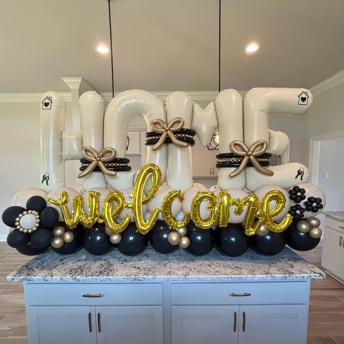 40 Inch Beige HOME Balloon for Housewarming Party Decorations, Large Cream New Home Welcome Balloon Letter Banner, Ivory White Sand Balloons Sign for Sweet House Warming Homecoming Party Decor