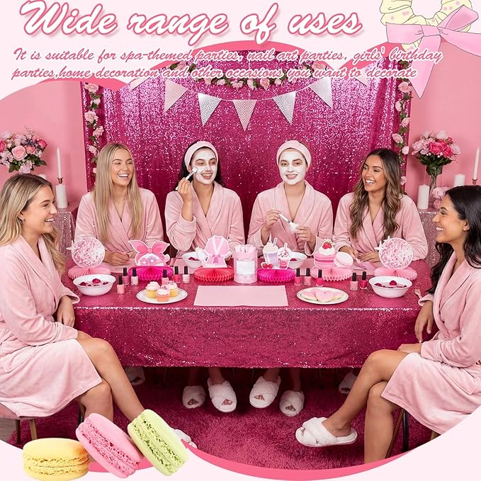 Censen 10 Pcs Sleepover Party Decorations, Pink Slumber Honeycomb Centerpieces, Spa Birthday Party Supplies Makeup Pajama Theme Table Decor