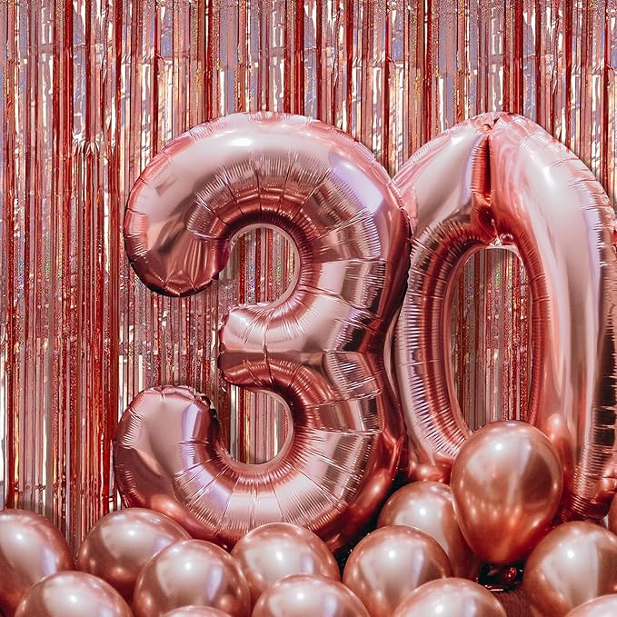 3 Pack Rose Gold Fringe Curtain Backdrop Birthday Bachelorette Party Decorations Metallic Tinsel Streamers Foil Backdrop Christmas Graduation Wedding New Year Party Decorations