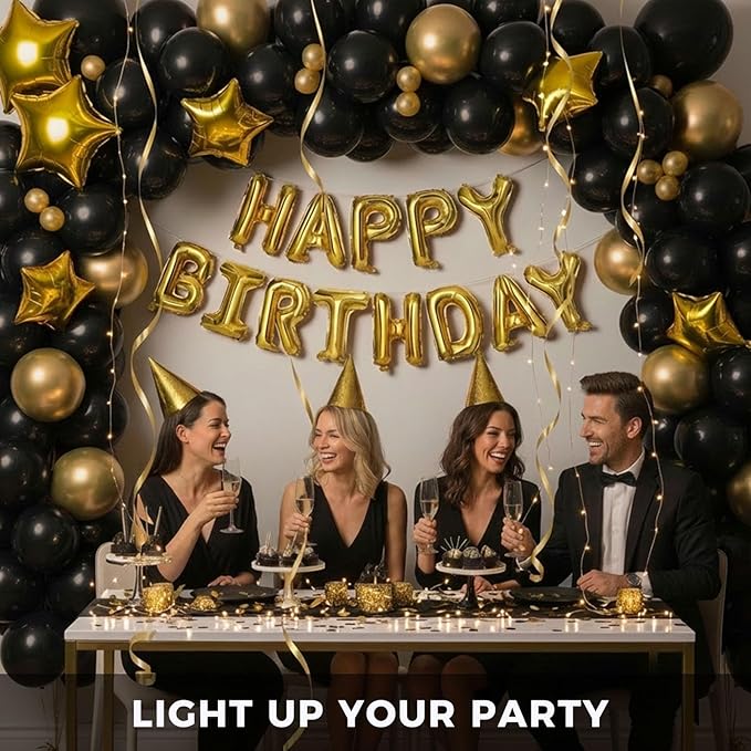 LovesTown 110PCS Black Balloons, Latex Balloon for Birthday Baby Shower Graduation Casino Gaming Anniversary Wedding Black History Month Themed Father's Day Party Supplies Garland Arch,12 Inches