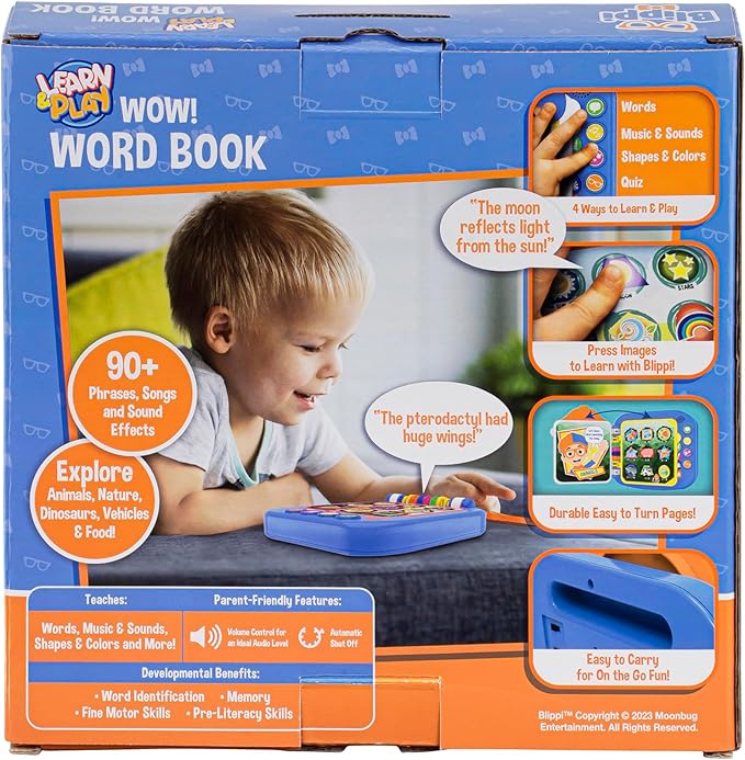 eKids Blippi Book, Toddler Toys with Built-in Preschool Learning Games, Educational Toys for Toddler Activities for Fans of Blippi Toys and Gifts(Multi Color)