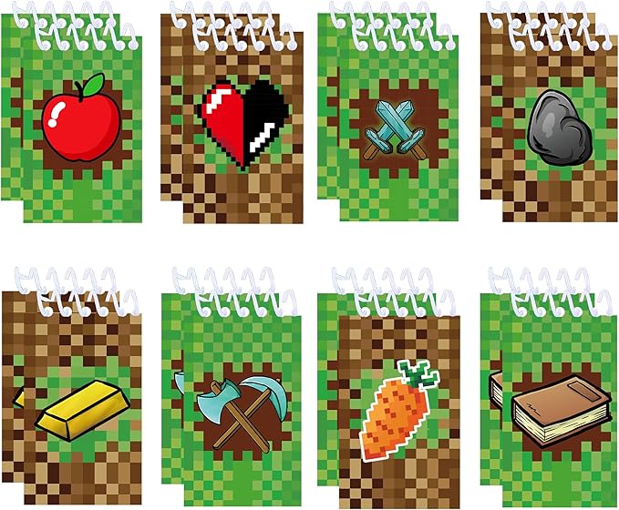 24 Pcs Pixel Theme party favors |12 invisible ink pen and 12 mini Notepads| Pixel Theme party Goodie Bag Stuffers, Classroom Prizes, party supplies