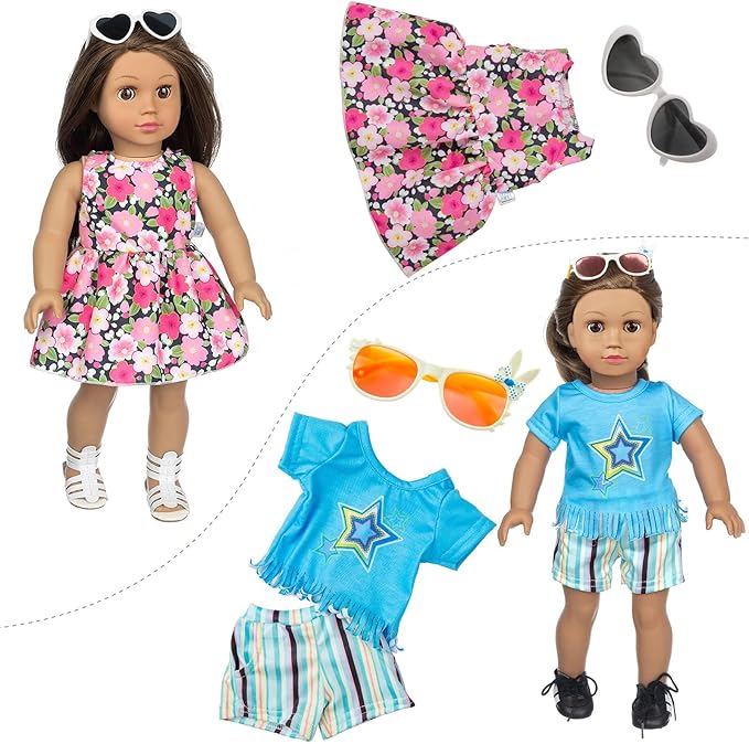 23 Pcs 18 Inch Girl Doll Clothes and Accessories for 18 Inch Doll Dress with Our Generation Dolls Including 10 Complete Sets of Clothing Outfits