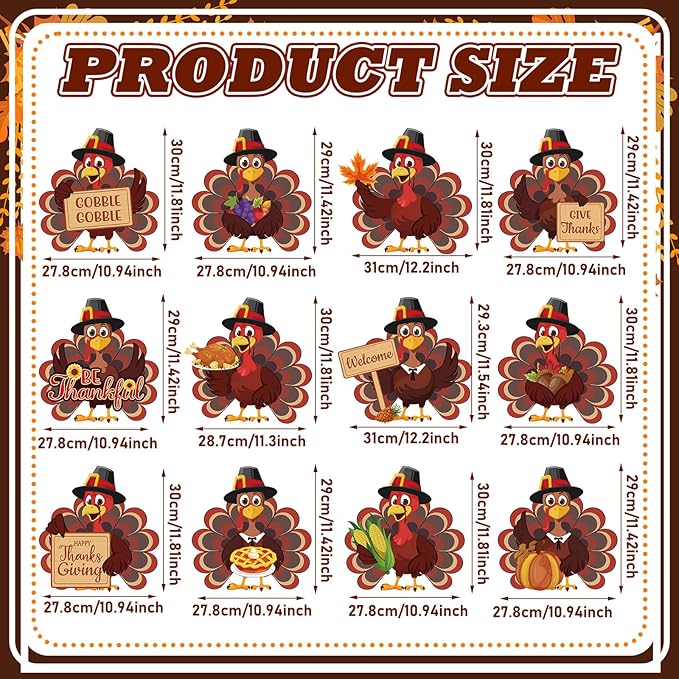 Spakon 72 Pcs Thanksgiving Turkey Hanging Swirl Decoration Thanksgiving Party Decoration Brown Thankful Gobble Turkey Ceiling Decor for Office Home Birthday Fall Harvest Party Favors Supplies