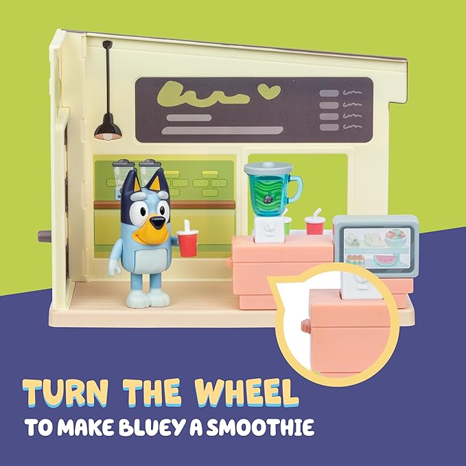 Bluey Juice Bar Toy Playset Figures, Pretend Play Toys for Toddlers 3-5, Kids Kitchen Playset with Accessories, No Batteries Required