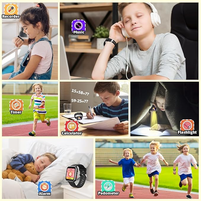 zicor Kids Game Watch Gift with 26 Puzzle Games, Dual Camera, Music Player, Pedometer, Video Recorder, Flashlight, Alarm Clock,Educational Toy for Boys Girls Age 4-12 Years Old,Birthday