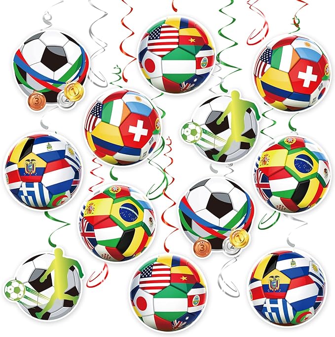 Soccer Hanging Swirls, 30Pcs Soccer Ball Ceiling Streamers Football Theme Party Swirls for Sport Event Game Hanging Decorations