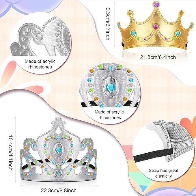 Yaomiao 44 Pcs Birthday Foam Crowns for Kids Princess Tiaras King Hat Bulk Diamond Sticker Kits for Crown Party Supplies