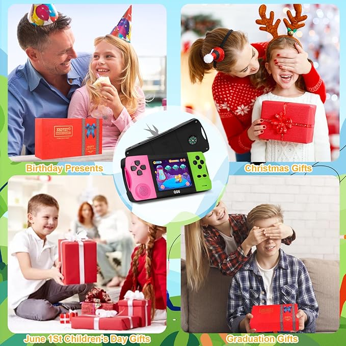 JJFUN Portable Retro Handheld Game Console, 138 Classic Games and 3.2'' IPS Screen , Rechargeable Portable Toy for Home/Car/Travel, Perfect Birthday/Christmas for Kids Ages 3-12