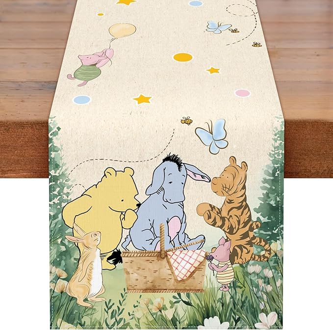 Winnie Baby Shower Decorations-Pooh Birthday Party Decor-Winnie Tablecloth,Tablecloth Oh Baby Gender Reveal Birthday Party Supplies for Kids Boys Girls,Classsic