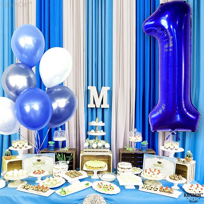 KatchOn, Blue 1 Number Balloon for First Birthday - Big,40 Inch | Blue Number 1 Balloon for First Birthday | Navy Blue Number One Balloon | 1st birthday decorations Boy