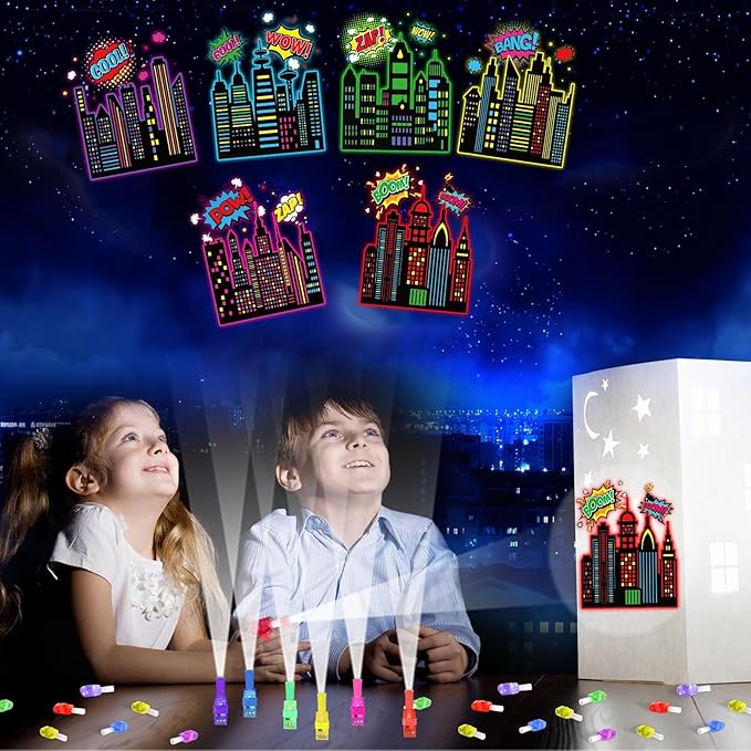 36Pcs Super Theme Hero LED Finger Lights Hero Party Favors Glow in the Dark Light Up Finger Lights City Themed Toys Bulk for Super Birthday Party Goodie Bag Stuffer Birthday Gifts Classroom Prize