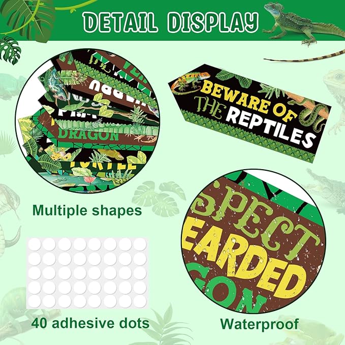 20 Pieces Reptile Birthday Party Decorations Welcome to Reptile Party Directional Signs Swamp Lizard Snake Alligator Reptile Birthday Party Supplies Wall Door Porch Yard Sign
