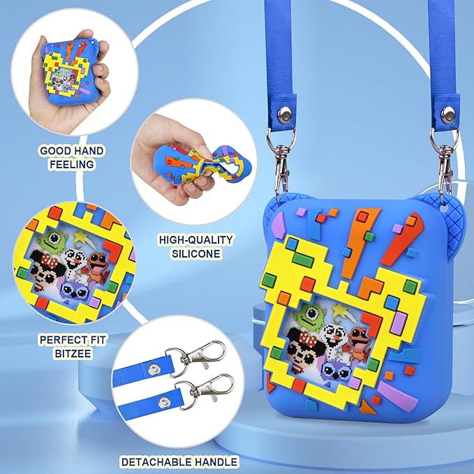 Silicone Cover Case for Bitzee Disney Interactive Toy, Soft Silicone Protective Bag, Protective Skin Sleeve for Bitzee Virtual Electronic Pets Accessories, Blue