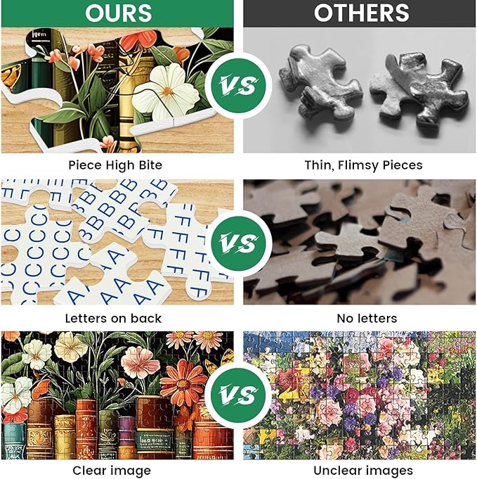 500 Piece Puzzle for Adults | Vintage Wildflowers Books Puzzle | Recycled Cardboard Plant Flowers Jigsaw Puzzle 500 Pieces | Challenging Game Home Decor Birthday Party Gift Toy for Adults Seniors